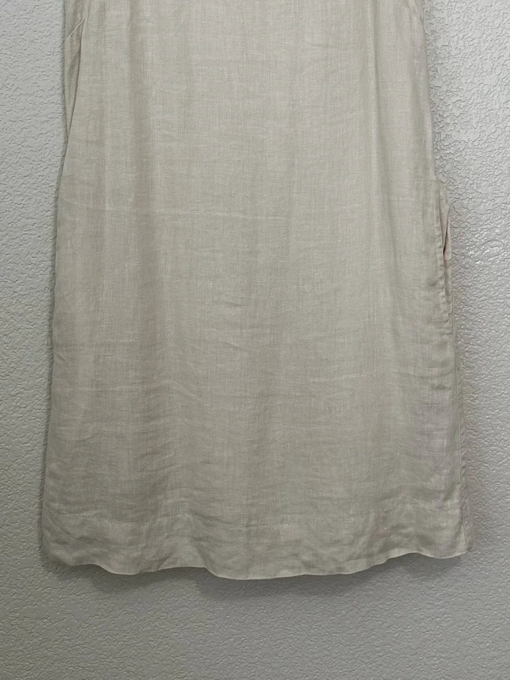 J. Crew 100% Linen Beige Button-Back Shift Dress, Size XXSP